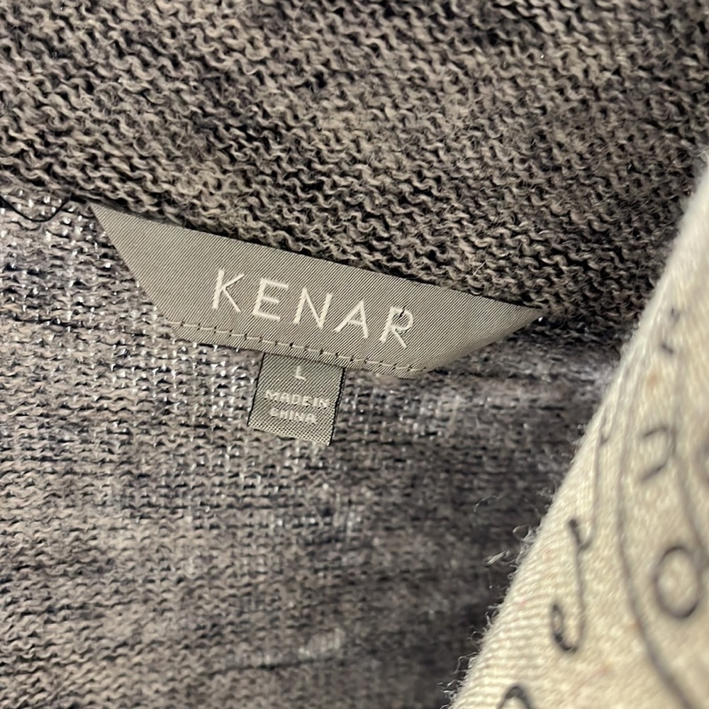 Kenar wool wrap long jacket. Blue grey, size large. - Picture 9 of 10
